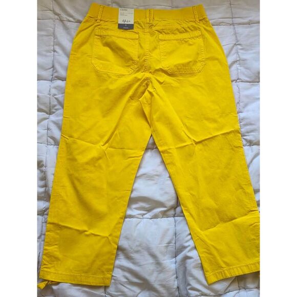 Style & Co Tie Hem Capri Women’s Bright Yellow Cropped Pants Brand New with Tags - Picture 5 of 7